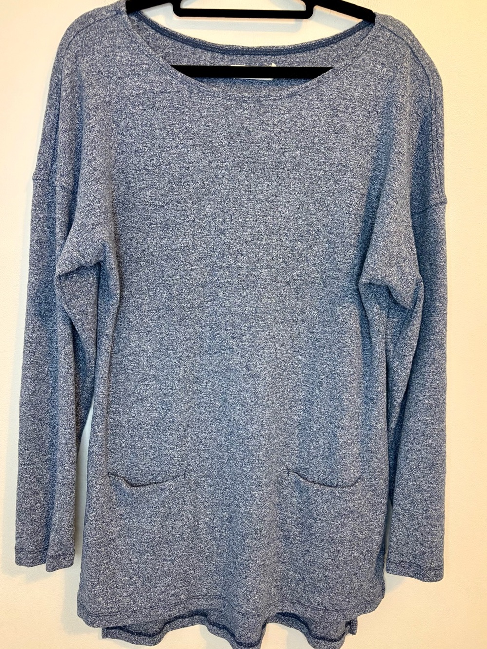 UGG Blue Heather Tunic Sweater Top Side Slit Pockets Small